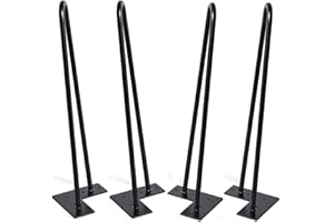 MSOBAIW Hairpin Legs 18 inch Set of 4, DIY Furniture Metal Table Legs Perfect for Coffee Table, Dining Table, Designer Desk, Nightstand, 3/8" Diameter Satin Black Two-Rod Mid Century Modern Style (18", Black)