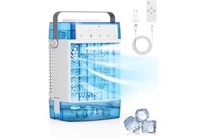 BRIGIN Portable Air Conditioners, 1000ml Portable AC Unit with Remote Control, Powerful 3 Speeds 7 Colors LED Evaporative Air Cooler with Timer, Personal Mini Air Conditioner Portable for Room Office Bedroom