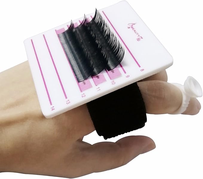 Beauty7 Eyelash Adhesive Glue Ring False Individual Lashes Plate Holder with Hand Belt Straps