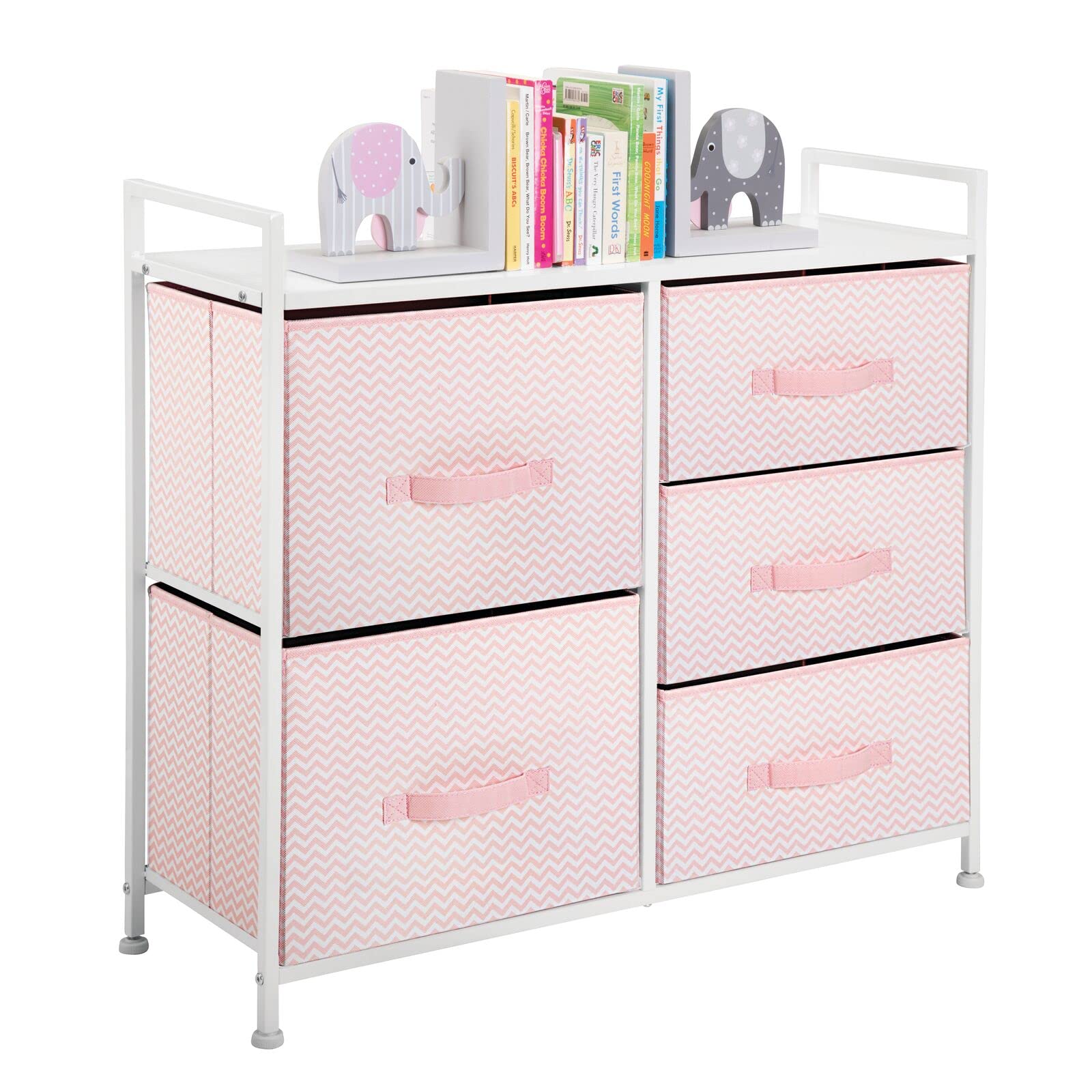 mDesign Wardrobe Organiser – Bedroom Organiser with 5 Separate Drawers – Storage System for The Home – Pink/White