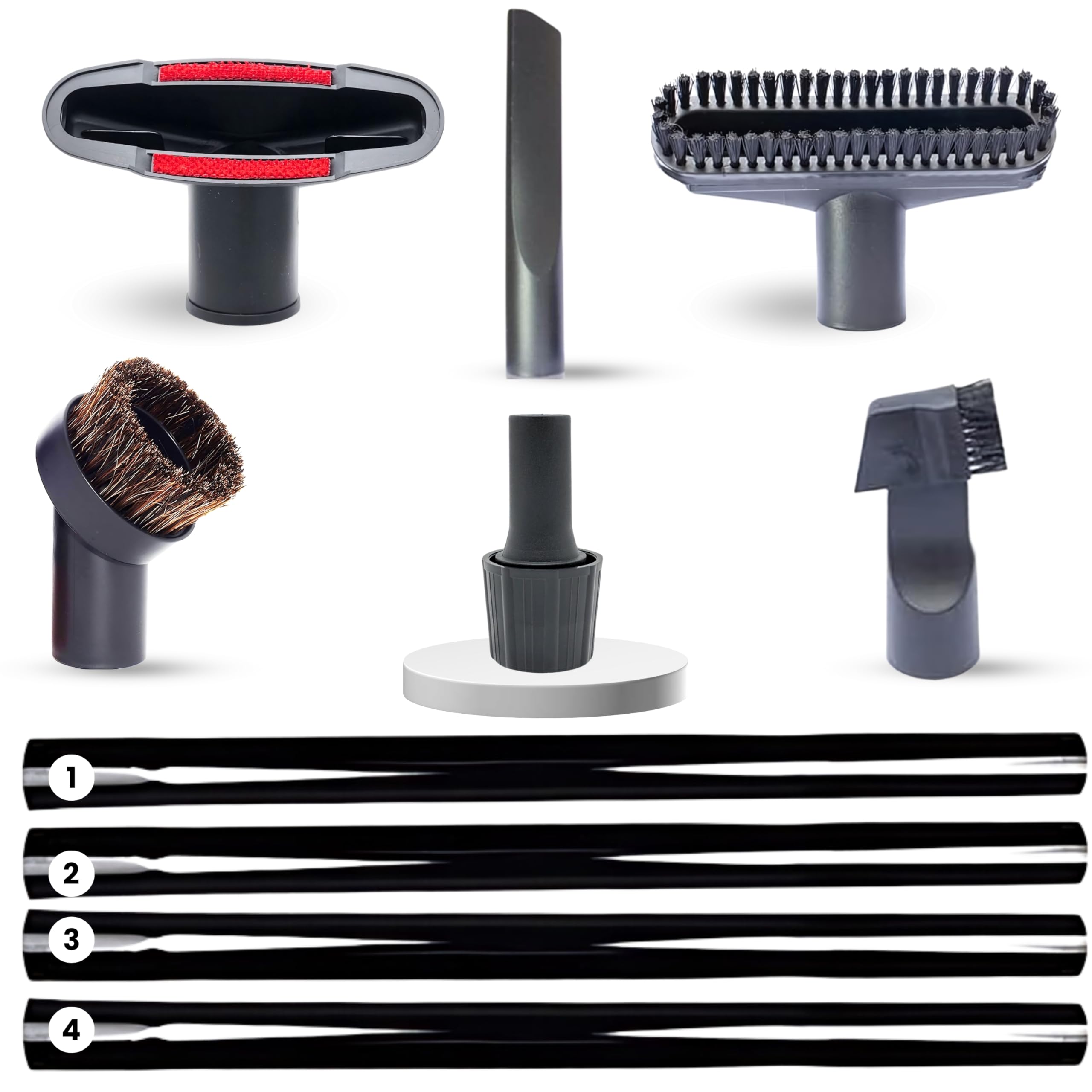 Photo 1 of 1.25 Inch Vacuum Brush Attachment Kit Compatible with All Vacuums Using 1-1/4'' Accessories - 1.25 Inch Shop Vac Accessories: Horse Hair Dust Brush, Vacuum Extension Wand and More (10 Pack)