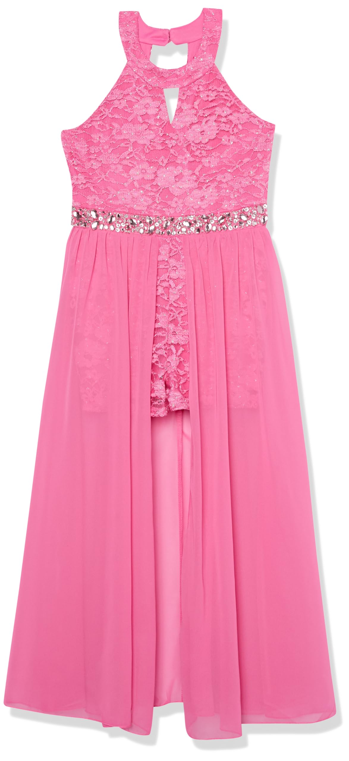 Speechless Girls' High Neck Romper Maxi Walk-Through Party Dress, Fuchsia, 14 Image Speechless Girls' High Neck Romper Maxi Walk-Through Party Dress, Fuchsia, 14 Image