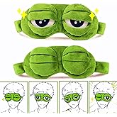 bumsufon Sleep Masks for Women,Eye Mask for Sleeping, Night Mask Sad Frog Cute Block Out Light, Soft Comfort Eye Shade Cover for Travel Yoga Nap, Green