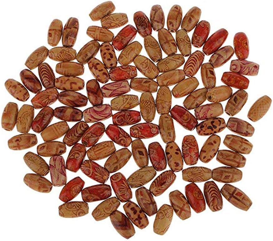 100Pcs Natural Painted Wood Beads Round Loose Wooden Bead Bulk Lots Ball for Jewelry Making DIY Beaded Accessories Supplies
