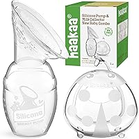 haakaa Manual Breast Pump 4oz/100ml and Ladybug Milk Collector 2.5oz/75ml Combo for Breastfeeding, Made of Food Grade Silicon