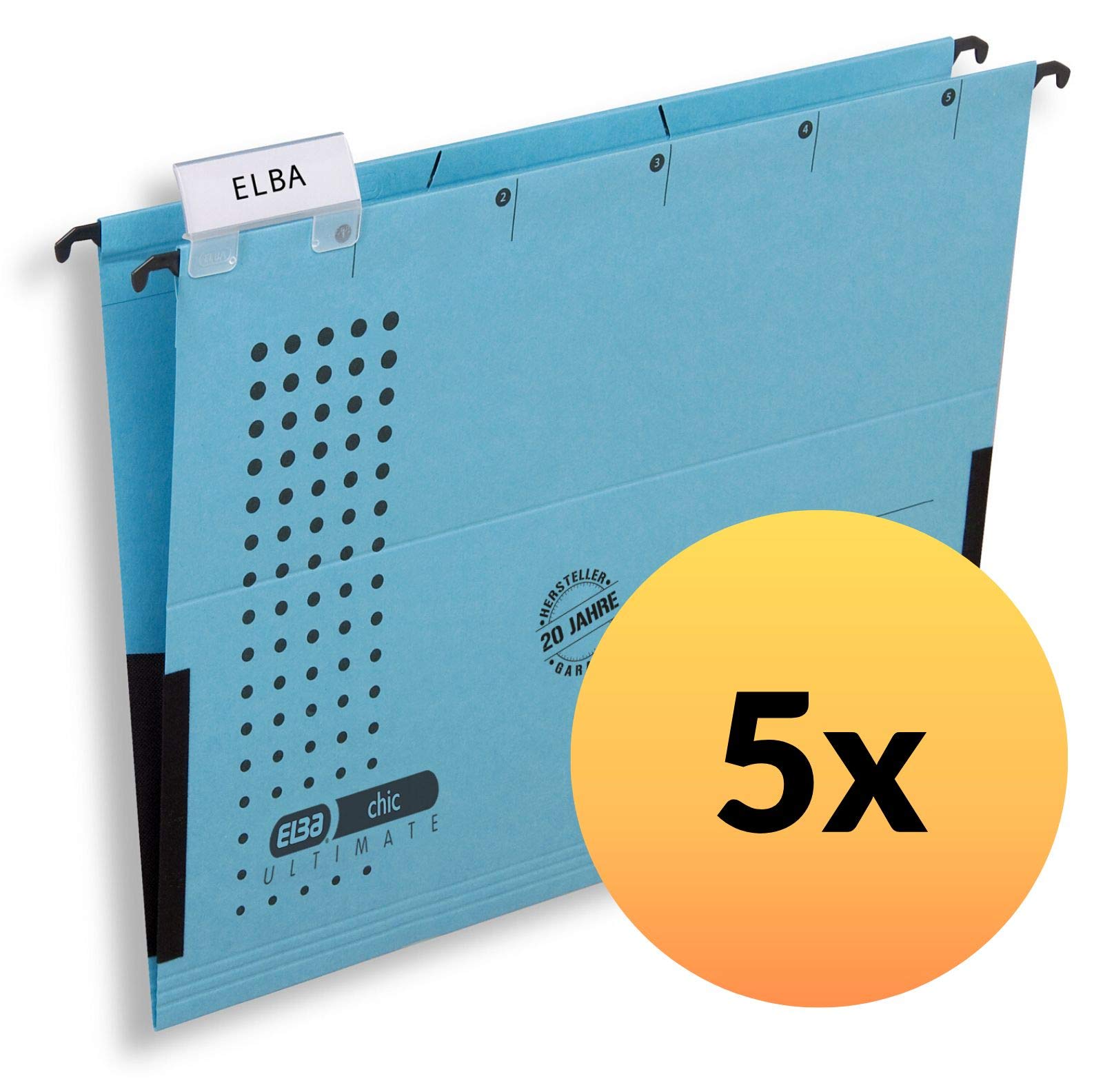 Elba Chic VE5/85803BL Suspension Files A4 RC Cardboard 230 g/m² Pack of 5 Blue
