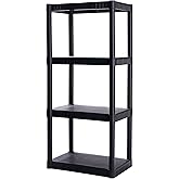 Plano 4-Shelf Plastic Storage Shelves, 48&rdquo; x 23&rdquo; x 14&rdquo;, 200lb Capacity, Pantry, Office, Closet and Garage Shelves, Easy to Assemble, Durable Plastic Shelving Unit
