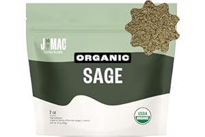 J Mac Botanicals, Organic Rubbed Sage (2 oz), Certified USDA Organic, Dried Rubbed Sage Leaf. Culinary Grade-excellent for sausage making, fresh Albanian harvest