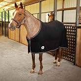 Jeffers Elite Fleece Cooler Blanket for Horses, 69" &ndash; Contoured Moisture Wicking Horse Cooler, Lightweight Breathable Fleece Horse Cover for Layering, Travel, Grooming &amp; All Year Round Use - Black