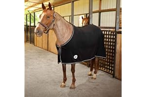 Jeffers Equine Elite Fleece Horse Cooler Blanket, 72 Inch – Soft, Adjustable Fit, Lightweight, Easy Care, Moisture Wicking Cooling Sheet with Surcingle for Post Exercise, Travel for Horses – Black