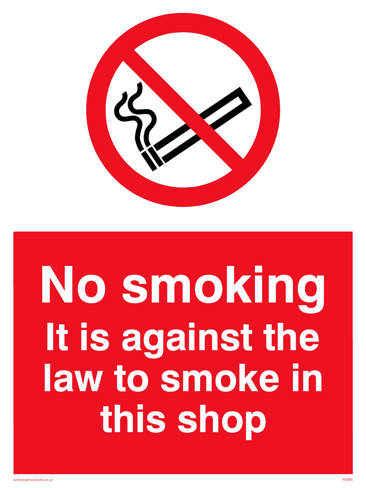 Pack of five - No Smoking In This Shop Sign - 150x200mm - A5P
