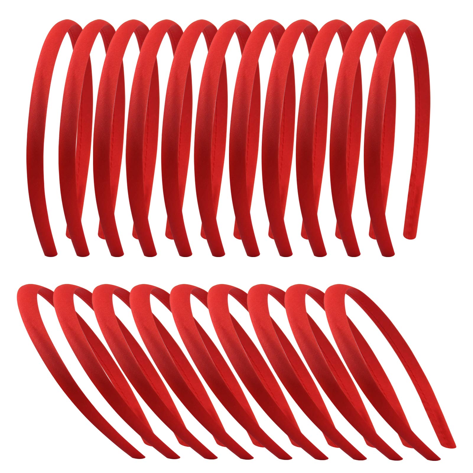 Candygirl 20pcs Red Headbands for Girls DIY Alice Band for Baby Girls Headbands Colourful Ribbon Covered