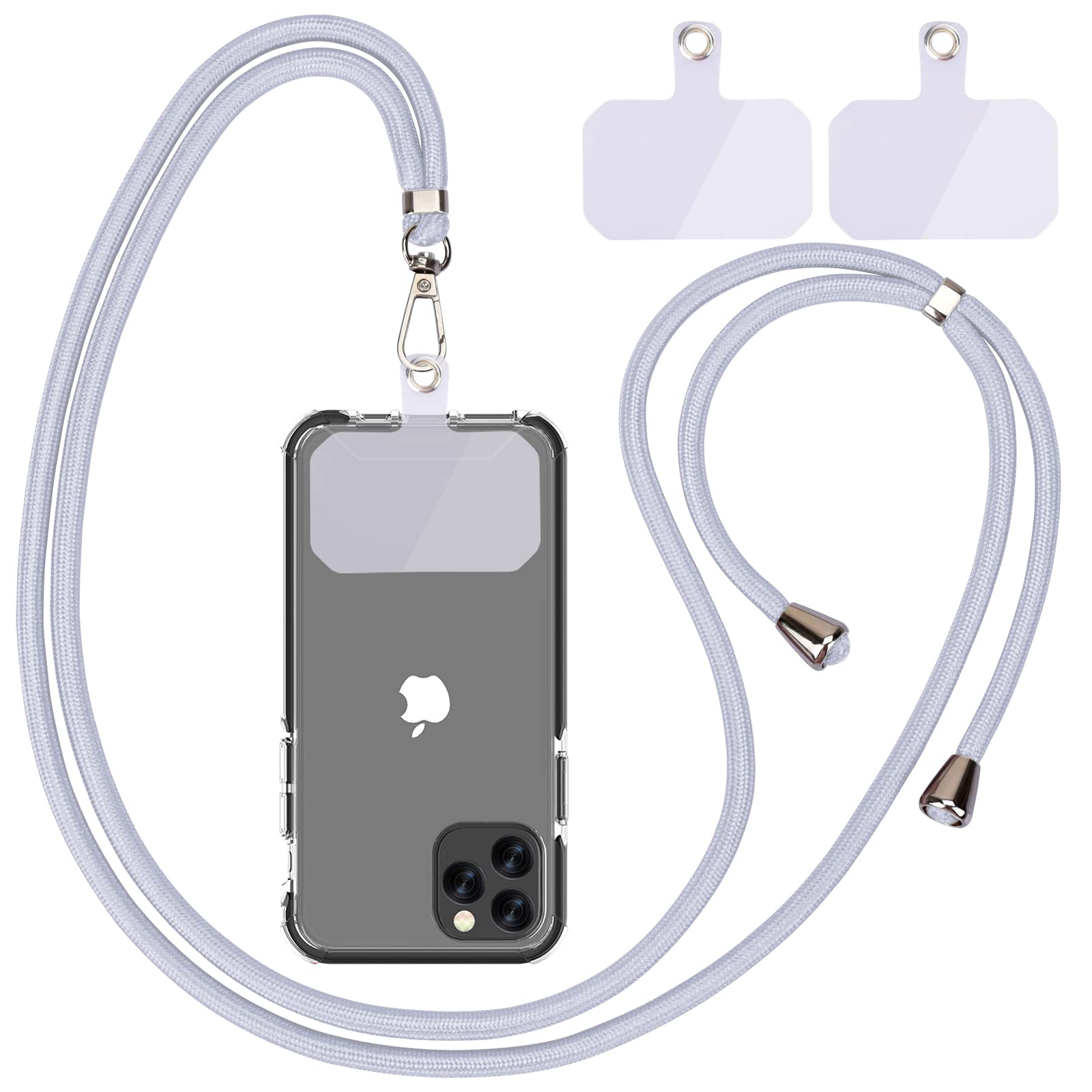 Linkbro Mobile Phone Chain Universal, Mobile Phone Lanyard, Universal Mobile Phone Hanging Around the Neck with Pad, Mobile Phone Lanyard, Adjustable and Removable. (1 Grey)