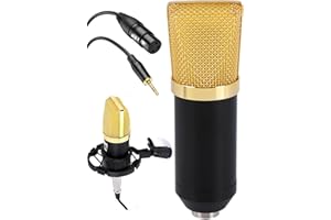 Pyle Cardioid Condenser Studio Microphone with Shock Mount Home Studio XLR to 3.5MM XLR Cable Included