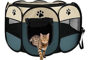 Pet Dog Playpen, Pet Playpen 28x28x18 Inches Portable Foldable Puppy Dog Cat Travel Tent, Anti-Bite Dog Playpen for Indoor an