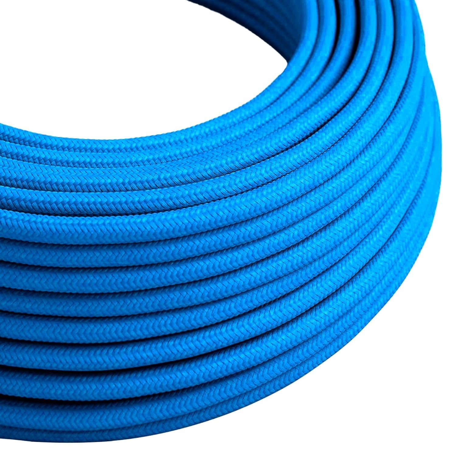 LEDSone16.4ft Vintage 2 Core Round 18 Gauge Cable Fabric Cloth Covered Electrical Wire, 5m 2 conductors Lamp cable Modern Cloth Covered Wire for Pendant Light Bulb Industrial DIY Project (Blue) — image 1