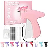 Stitch Tag Gun for Clothes,Micro Mini Stitch Gun No-Sew,Price Tagging Gun,Handheld Hem Gun for Clothing,Fabric Stapler,Quick Sticky Fixer,Temporary Sewing Gun,6 Needle,2000 Fasteners(Black+White)-Pink