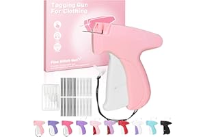 EPRITLIBER Stitch Tag Gun for Clothes,Micro Mini Stitch Gun No-Sew,Price Tagging Gun,Handheld Hem Gun for Clothing,Fabric Stapler,Quick Sticky Fixer,Temporary Sewing Gun,6 Needle,2000 Fasteners(Black+White)-Pink