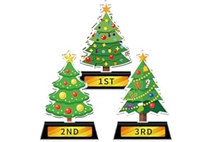 Trnayi 3 Pcs Christmas Contest Trophy Set Acrylic 1st 2nd 3rd 5.9'' Funny Trophies Gingerbread House Man Cookie Santa Snowman Decorating Kit Party Award for Xmas