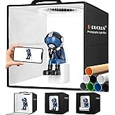 DUCLUS Light Box Photography, 12"x12" Photo Booth Box with 120 LED Lights Dimmable &amp; CRI＞95, Portable Lightbox with 8 Backdrops for Mini Product Photography: Jewelry, Cards, Watches