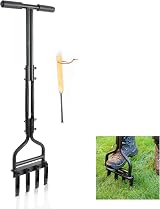 DIVCHI Lawn Aerator Manual Heavy Duty With 4 Hollow Tines Long T-Handle