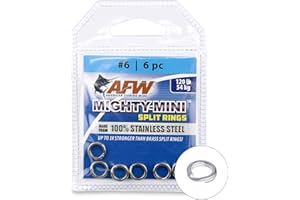 AFW American Fishing Wire Mighty Mini Stainless Steel Split Rings, 3 Times Stronger Than Brass, Superior Holding Power for Fisherman and Outdoorsman - 100pcs in Bright Stainless Steel and Gunmetal Black