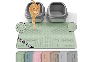 OHMO Cat Litter Mat Large Trapping Mat Premium Silicone Rubber 31.5x23.6 Sage Green, Waterproof and BPA Free Kitty Litter Box Mat, Easy to Clean and Keeps The Floor Tidy