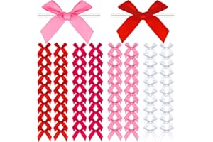 ADODOTOE Christmas Twist Tie Bows, 100 Pcs Satin Twist Tie Bows for Treat Bag Satin Ribbon Tie Bows for Tying Up Packages Present Bags Bakery Candy Bags Decorating Ribbon Bow Gift Wrap Bows (Valentine)