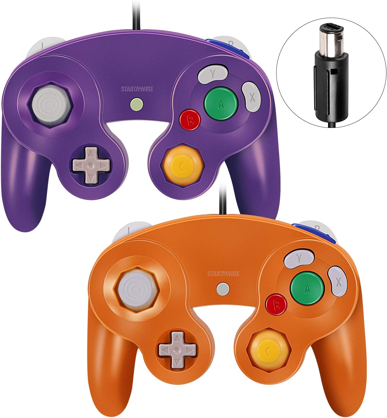 Gamecube Controller, VOYEE Wired Game Cube Gamepads 2 Pack for Nintendo Gamecube & Wii Console (Purple & Orange): Computers & Accessories