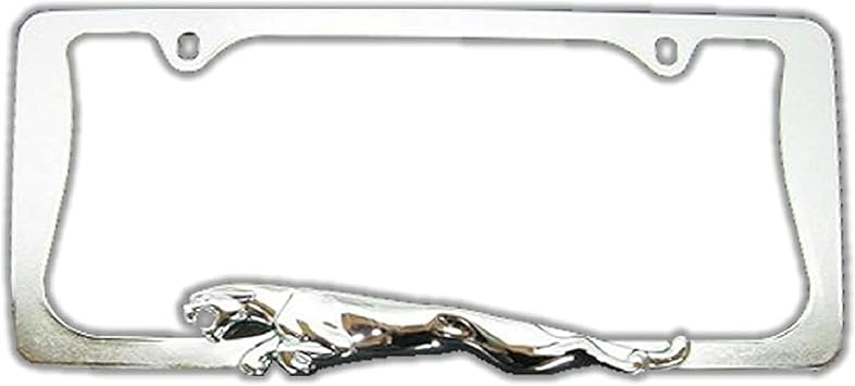 Laser Etched Black Jaguar License Plate Frame Bolts Fastener Chrome Screws Cap