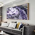 Wall Art Abstract Artwork Purple Black Fluid Ink Wall Decor Modern Fantasy Canvas Painting for Living Room Bedroom Dining Room Home Office Decor 30"x60" with Framed