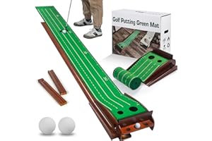 GreenHaven Golf Putting Green Putting Mat for Indoors Crystal Velvet Mat with Auto Ball Return Portable Golf Practice Training Aids for Home Office Backyard Golf Gift for Men Golfers