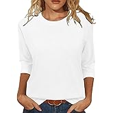 JomeDesign Womens Tops Casual 3/4 Sleeve Crew Neck Shirts Loose Fit Tunic Blouses Summer Tees