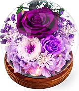 Touloube Preserved Rose in Glass Dome Purple Forever Flower Gift