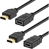 HDMI Extension Cable, Rankie 2-Pack 6 Feet High Speed HDMI Extension Cable Male to Female with Ethernet (Black) - R1331A
