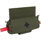 PETAC GEAR Tactical First Aid Drop Dump Pouch, Micro Medical Trauma Roll Up Drop Pouch EMT IFAK Sub Abdominal Carrying Bag with Hook-N-Loop (RG)