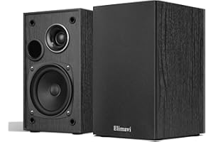 Elimavi Passive Bookshelf Speakers, 2-Way Design with 4" Woofer & Silk Horn Tweeter, 60Hz Bass, Black, Ideal for Home, Office & Theater (Requires Amplifier or Receiver to Operate)