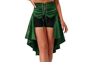 Yeahdor Women's Steampunk Gothic Skirt High Low Victorian Ruffle Bustle Skirt Medieval Renaissance