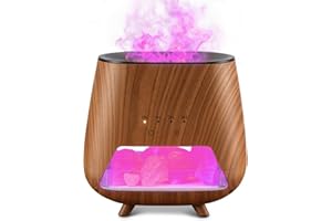 JJNJJN Ultrasonic Aromatherapy Diffuser with Auto Off Function & Himalayan Pink Salt Rock, Quiet Scent Diffusers for Home with Timer Settings Pink 200ml
