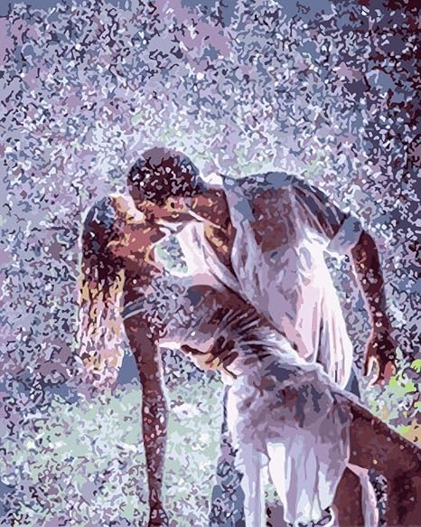 Amazon 油絵 数字 カップルがキス キットによる絵画 塗り絵 大人 初心者 手塗り Diy絵 デジタル油絵 40x50センチ フレームなし ぬりえ おもちゃ