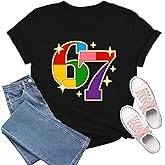 TIEEI 67 Shirts for Women Six Seven T-Shirt Colorful 67 Number Tee Tops