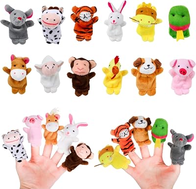 Gukasxi 12Pcs Mini Plush Animal Finger Puppets 12 Styles Kids Toys