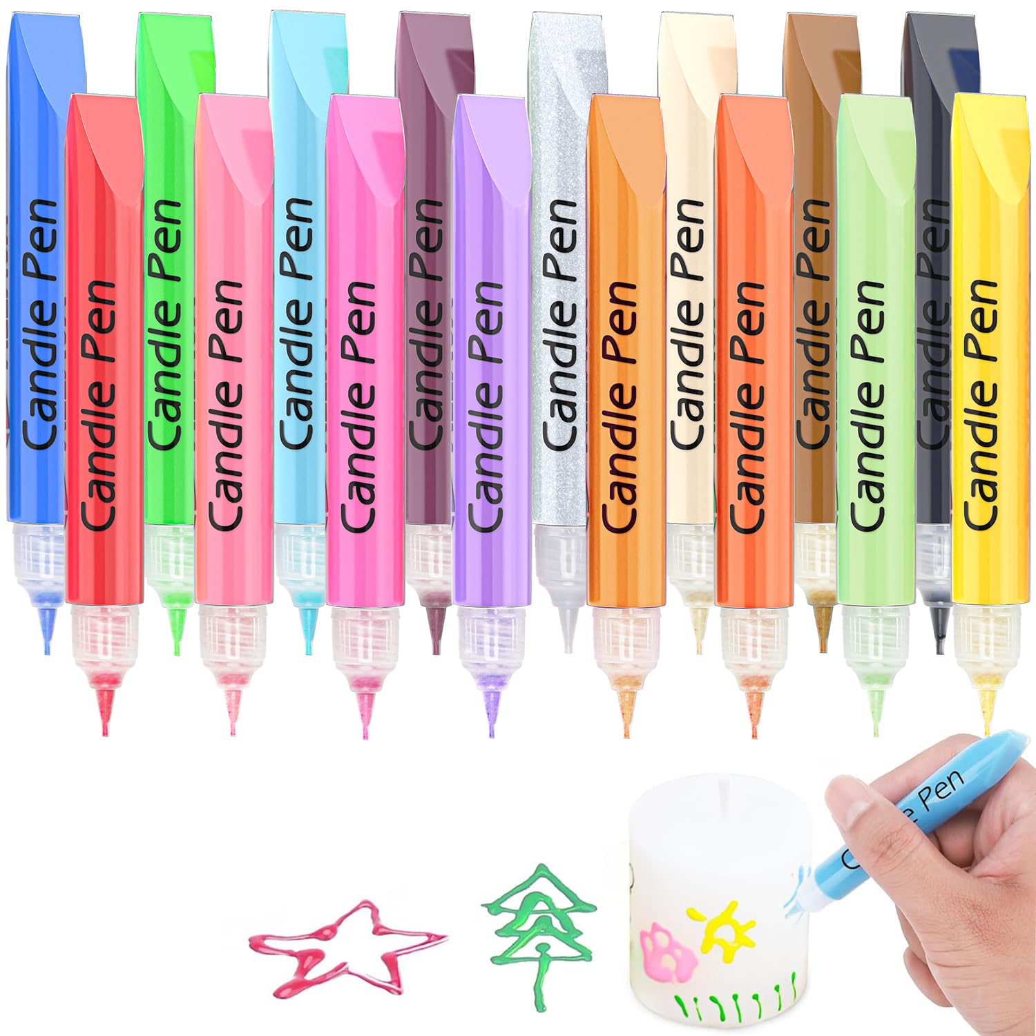 Candle Painting Kit, 16 Colour Candle Pens for Wax Melts, Create Your Colourful Candles, Wax Pens for Candles Decorating & Designing