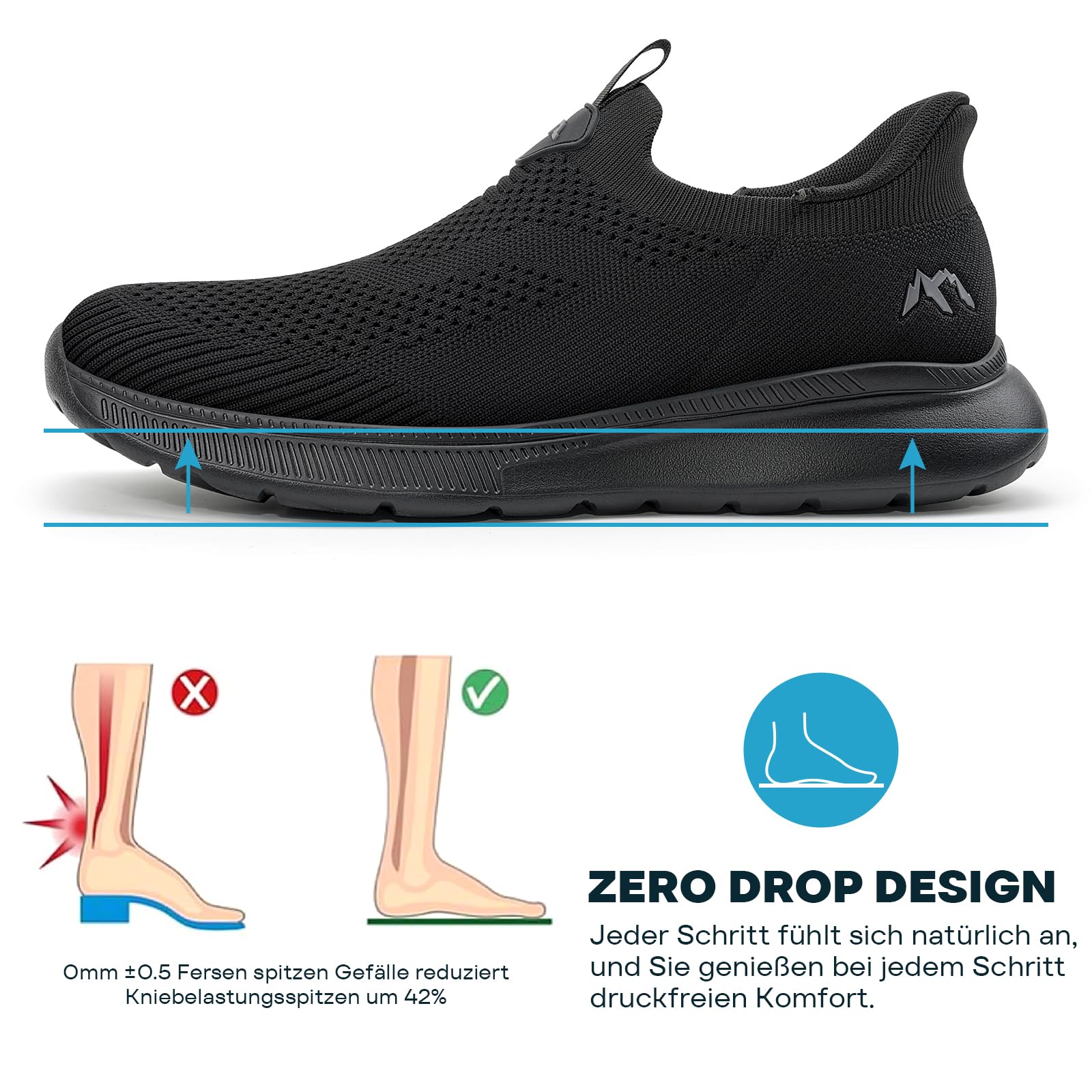 ODCKOI Herren Slip On Sneaker atmungsaktiv Turnschuhe bequem Laufschuhe 5