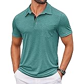 COOFANDY Men Short Sleeve Polo Shirt Casual Summer Collar Shirts Dress Button Polo T Shirt Classic Golf Shirts