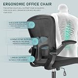 Durrafy Ergonomic Office Chair, Adjustable Lumbar Support, Flip-up Armrests view 7