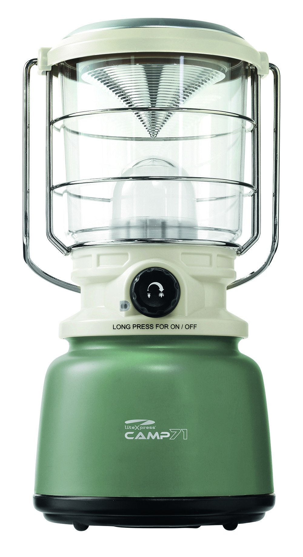 LiteXpress 71 Retro Style Camping Lantern, up to 1000 Lumen, Power Output Complies with ANSI Standard, Green/Creme