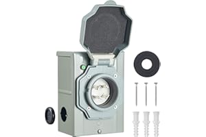 WYM world 30 Amp Generator Power Inlet Box, NEMA L14-30P Power Inlet Box for 4 Prong Generator Cord, 125/250 Volt, 7500 Watts, Weatherproof, Outdoor Use, ETL Listed