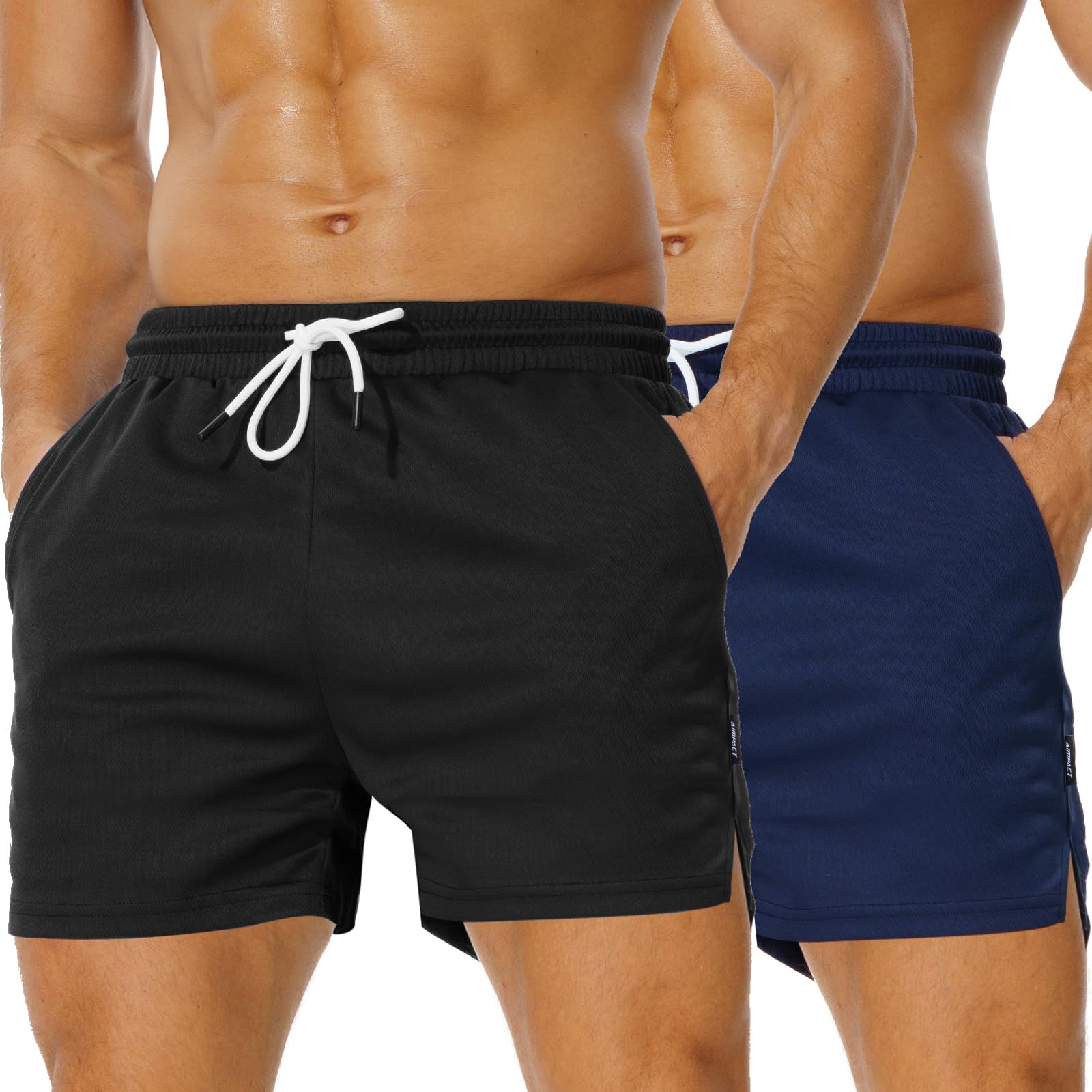 Photo 1 of AIMPACT Mens Mesh Athletic Shorts 5 Inch Inseam Quick Dry Gym Athletic Workout Shorts for Men with Pockets?BlackNavy M?