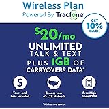 Tracfone Monthly Carrier Subscription for Unlimited Talk, Text, 1GB Data plus Carryover Data Plan + Tracfone SIM Kit (CDMA Co